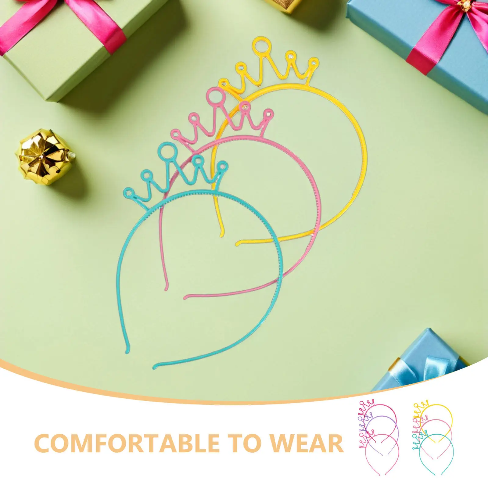30Pcs Princess Crown Headbands Candy Color Lightweight Plastic Tiara Hair Bands for Girls Birthday Party Stage Performance Kids view 2