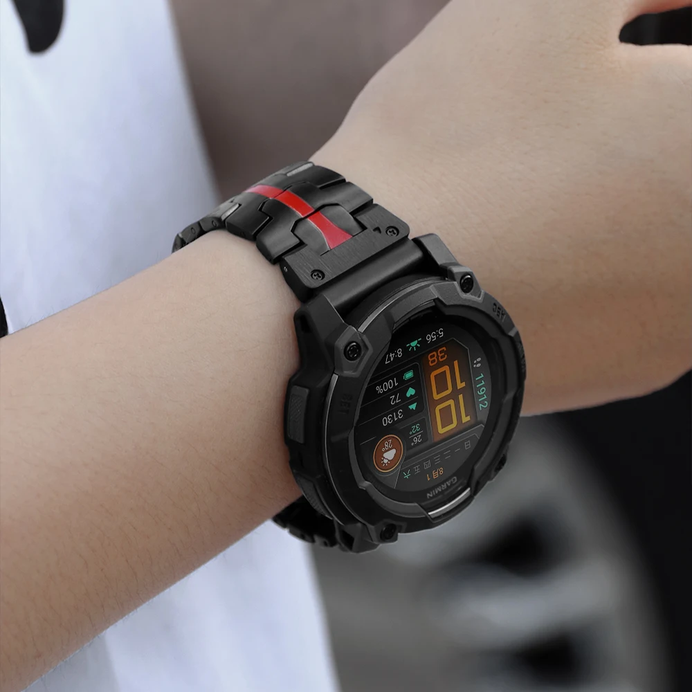 QuickFit 22 مللي متر 26 مللي متر حزام (استيك) ساعة ل Garmin Fenix 8 47 مللي متر 51 مللي متر 7 7X 6 6X 5 5X/Epix Pro/Enduro 3 سوار معدني حزام الفولاذ المقاوم للصدأ
