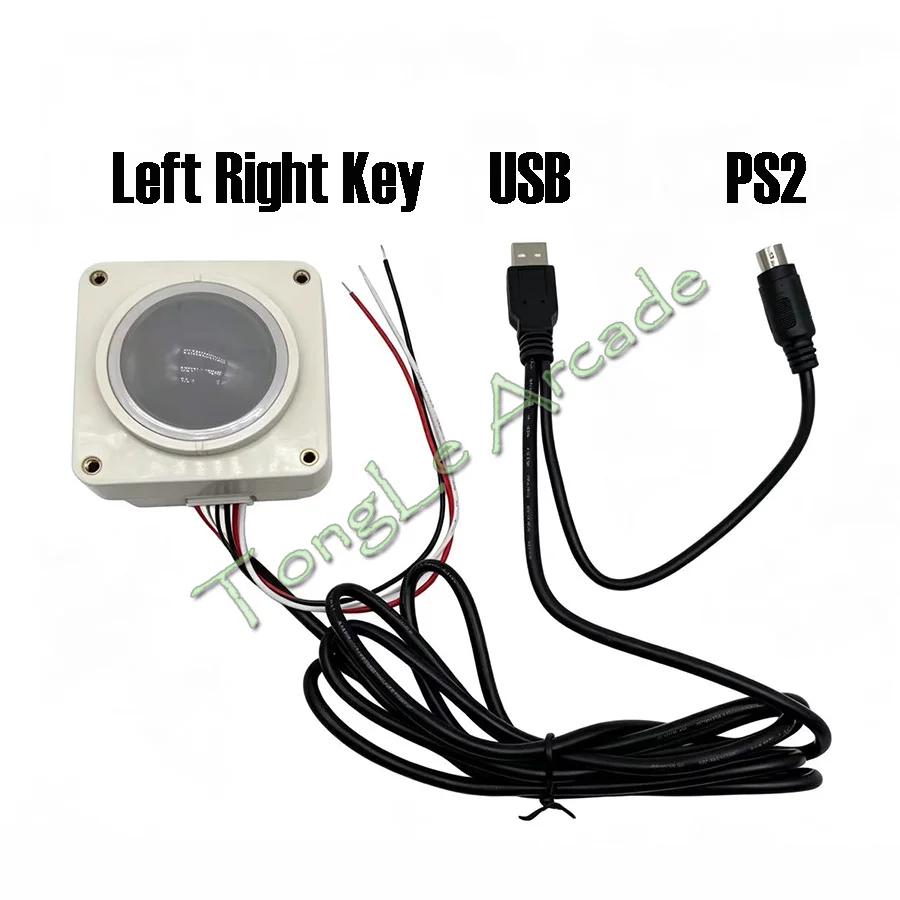Trackball LED Arcade de 2 Pulgadas (4.5cm) de Diámetro, Redondo, con Conector USB, Mouse Trackball para PC / PS2, Compatible con Teclas Izquierda y Derecha