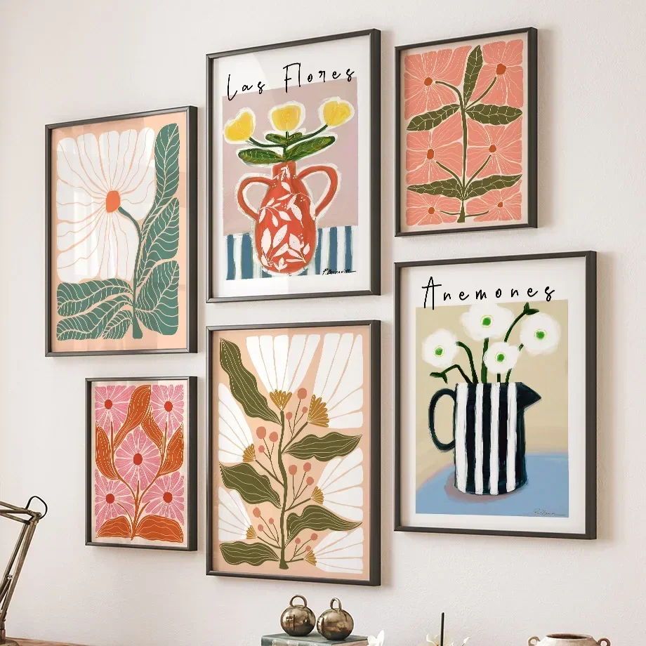 

Colorful Anemones Shapes Flower Market Wall Art Abstract Posters Nordic Pictures For Living Room Decor PaintingCanvas Prints