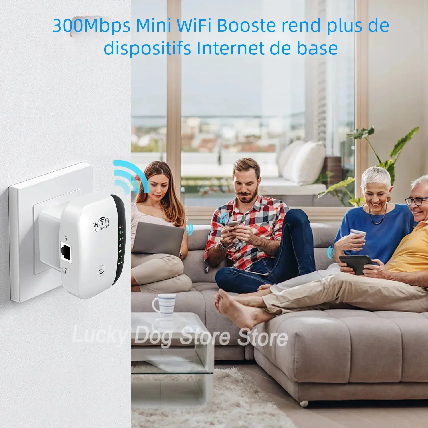 موسع WiFi بسرعة 300 ميجا بت في الثانية 802.11N - معزز مكرر لاسلكي WPS طويل المدى 7 أضواء للكمبيوتر الشخصي