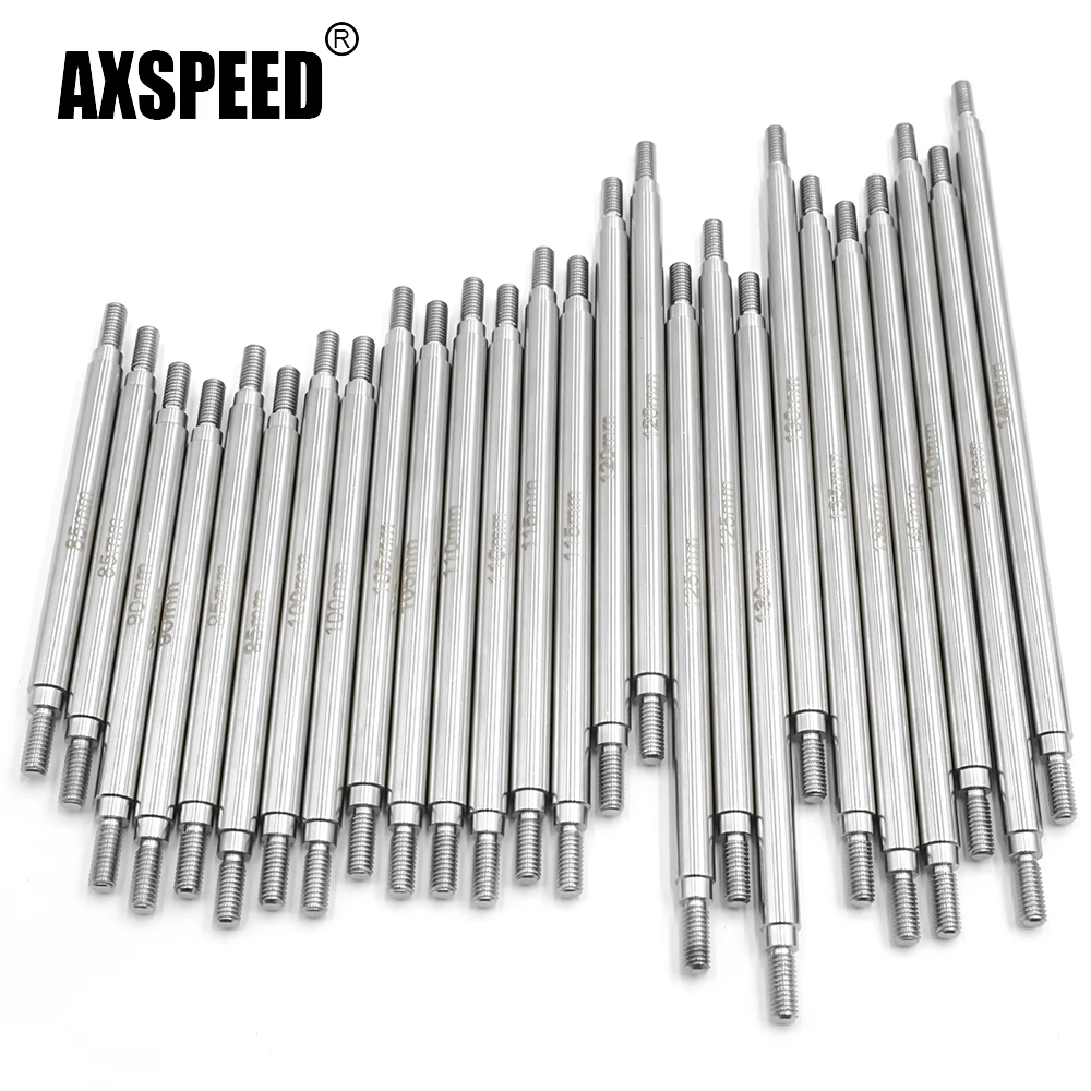 AXSPEED - Juego de 2 Varillas de Acero Inoxidable de 50-155 mm, 6.0 mm M4, para Axial SCX10 CC01 F350 D90 TRX-4 TRX-6 1/10, Accesorios para Autos RC