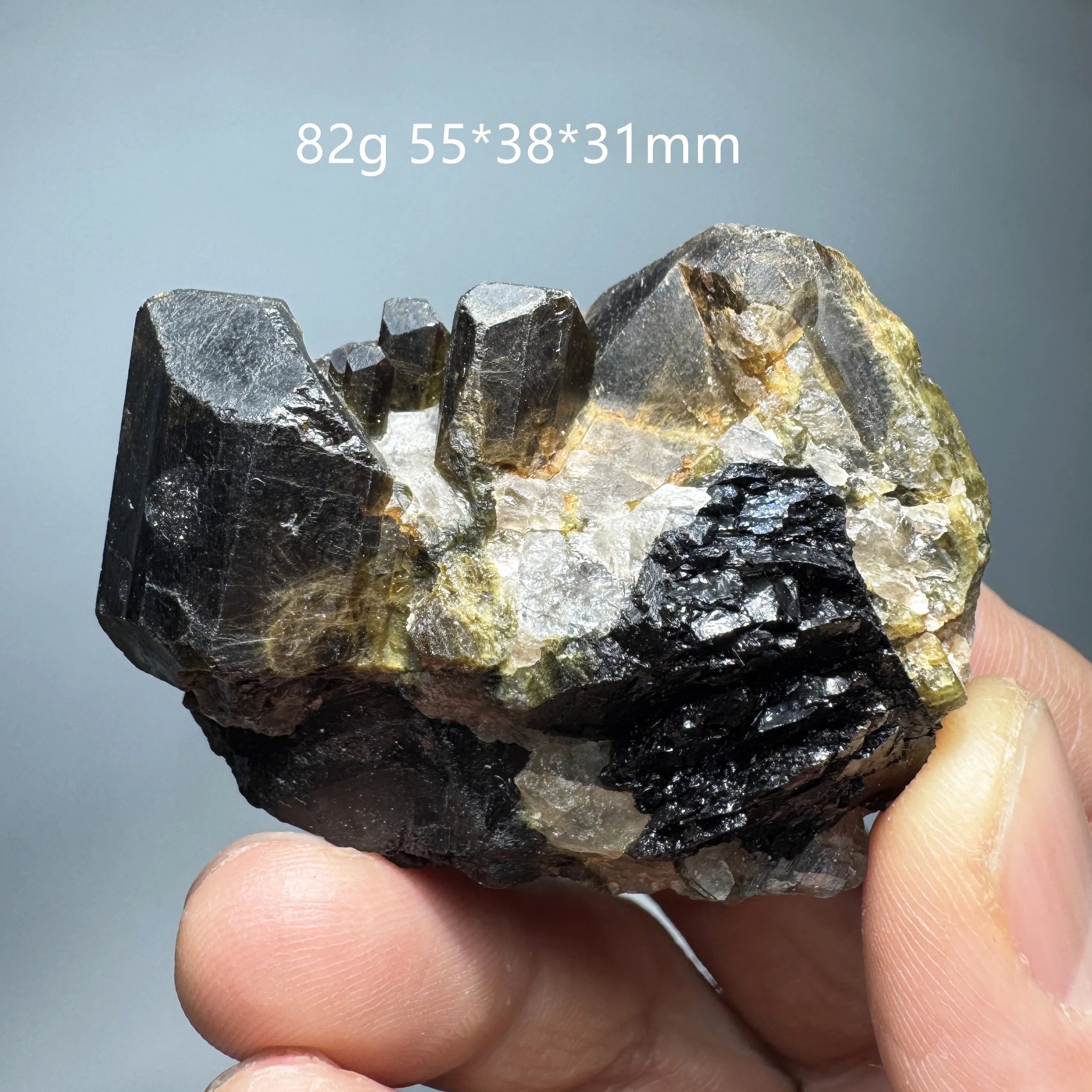 Natural Madagascar Tourmaline Mineral Specimen Clear Quartz Reiki Healing Stone Home Decor