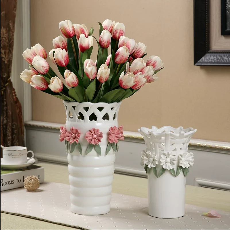 European style ceramic flower vase, hydroponic flower arrangement, TV cabinet, dining table, modern decoration, creative home de