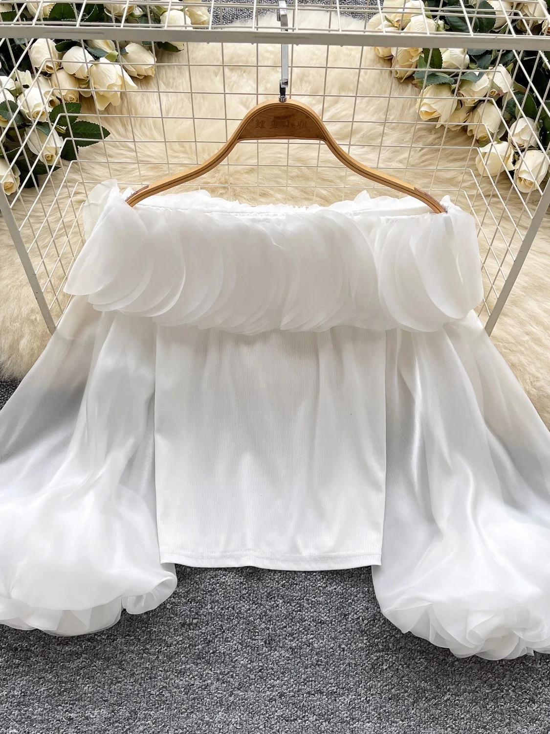 

Spring Summer Women Black/White Ruffle Patchwork Blouse Sexy Slash Neck Puff Sleeve Short Tops Elegant Blusas New Fashion 2026