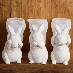 3D Easter Bunny Silicone Candle Mold DIY Cute Animal Rabbit Ornaments Casting Molds Soap Plaster Resin Making Home Crafts Decor