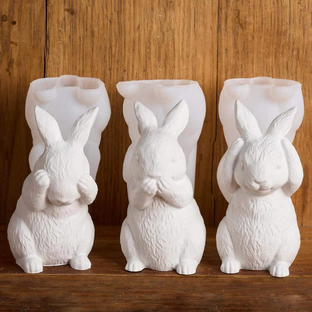 3D Easter Bunny Silicone Candle Mold DIY Cute Animal Rabbit Ornaments Casting Molds Soap Plaster Resin Making Home Crafts Decor