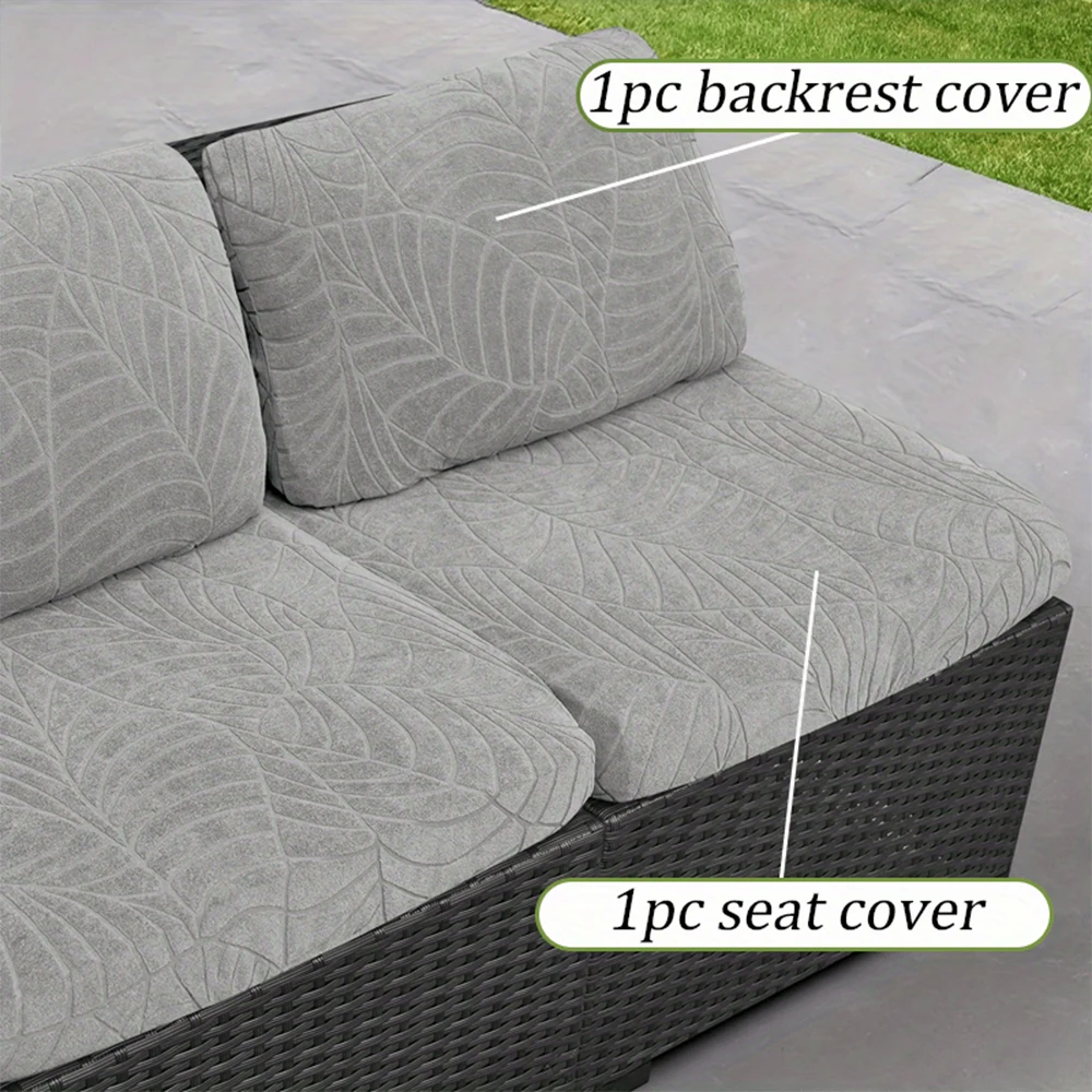 Splash Proof Jacquard Patio Sofa Cover Leaf Pattern Durable Courtyard Sofa Slipcover Elastic Furniture Protector for Garden 1pc