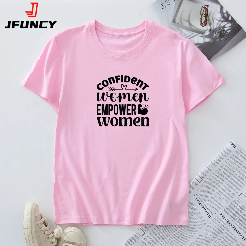 

JFUNCY Women's Tshirt Woman Summer Tees Female Oversized Tops Short Sleeve T-shirt Women Cotton Clothing New Graphic T Shirts