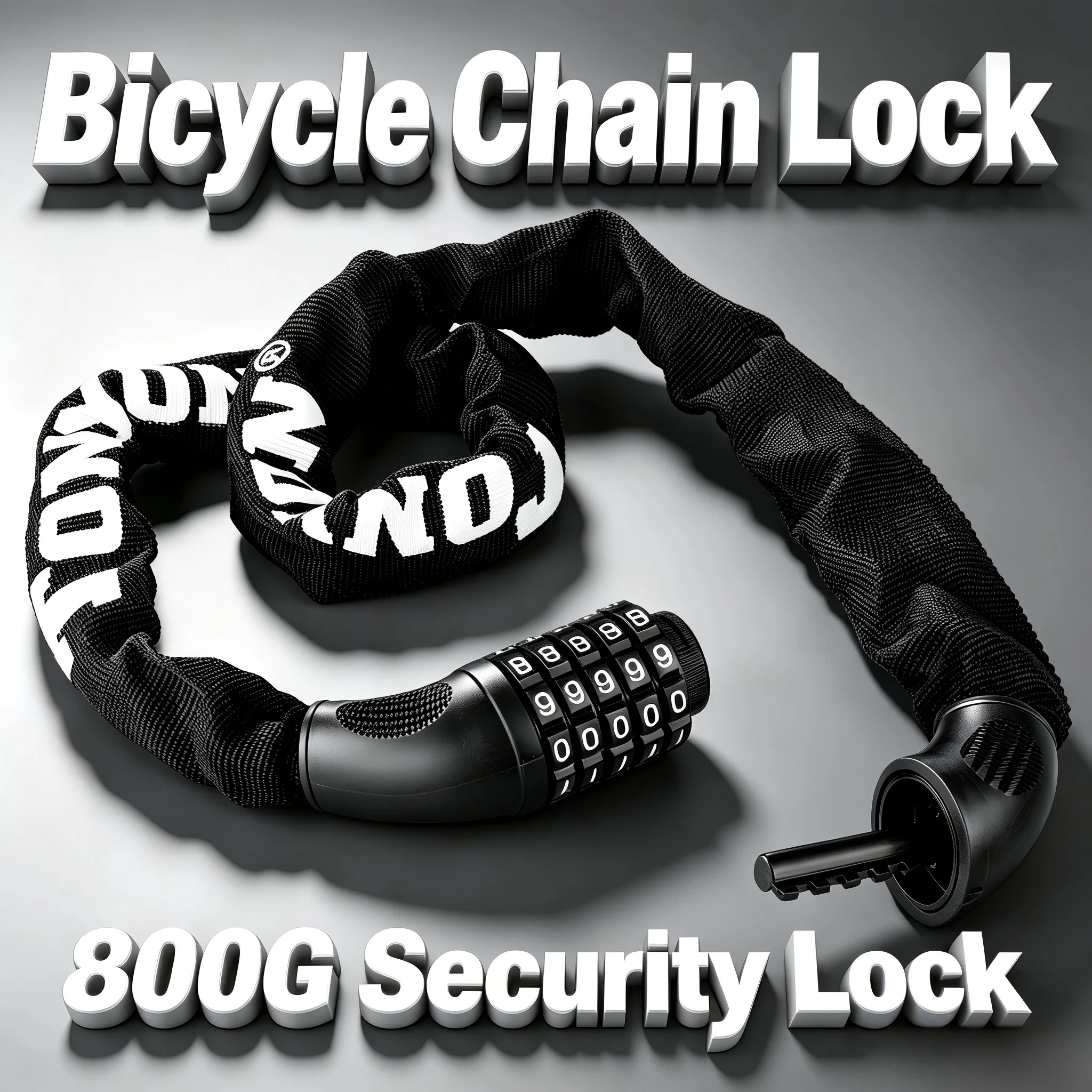 Mountain Bike Electric Bike Scooter Cycling 90CM 5-Digit Combination Bicycle Chain Lock Anti-Theft Portable 800G  Security Lock