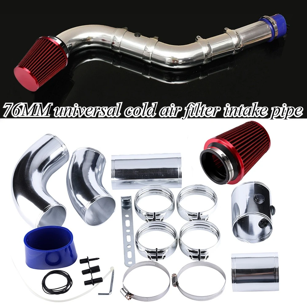 

For Universal 76mm Cold Air Intake System Filter Pipe Tube Kit with Heat Shield Performance Upgrade Turbo Engine Tuning Parts