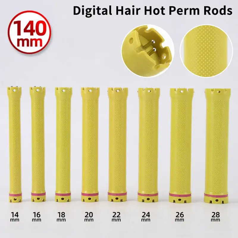 New 140mm 24V Digital Hair Hot Perm Rods Yellow French Wavy Hair Maker Electric Heated Curlers Bars Rollers Hair Salon Barber