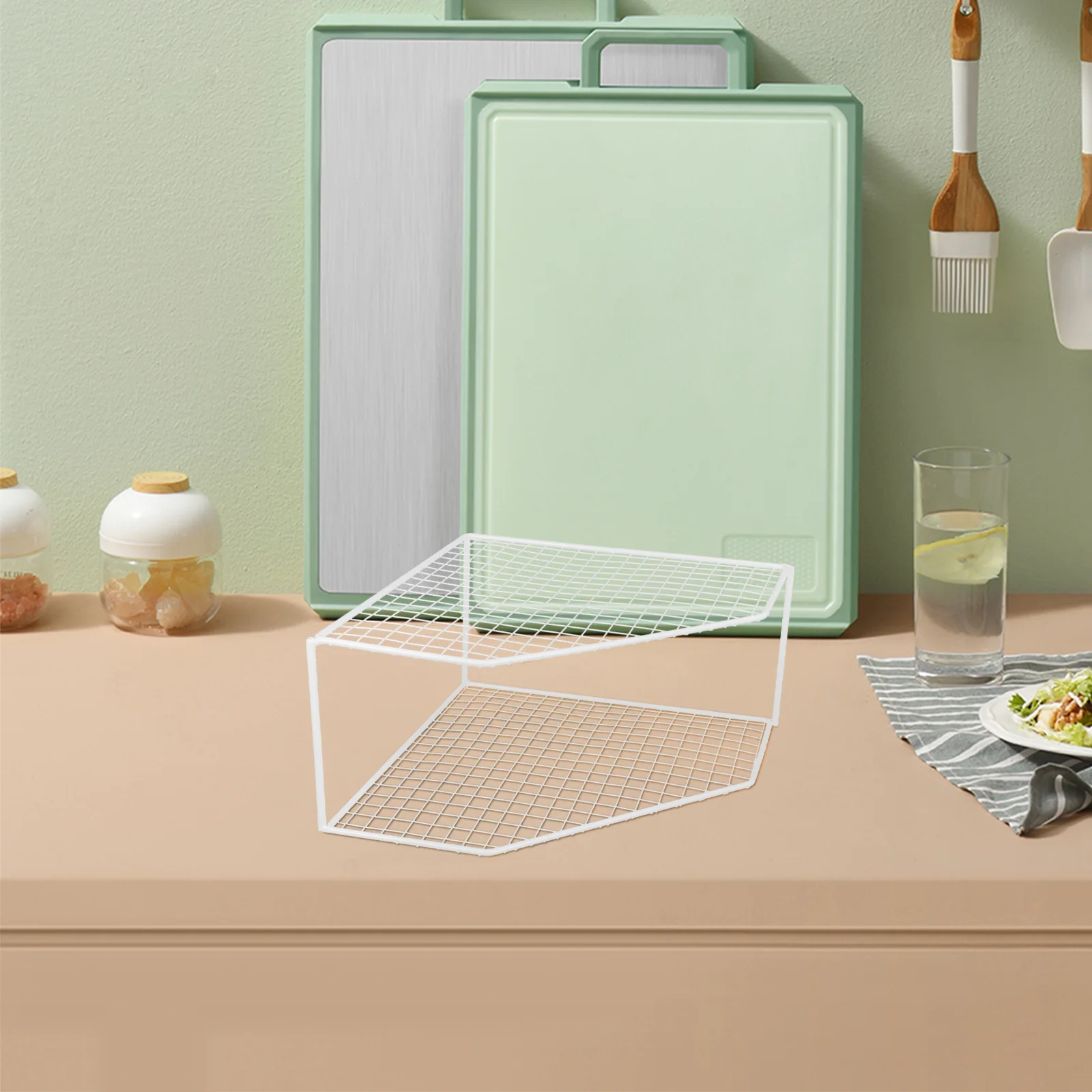 

Kitchen Pot Rack Two Layer Countertop Organizer For Pans Pots Steamers Storage Shelf Multi Function Corner Stand Table Top