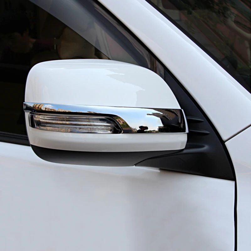 Chrome Car Rearview Mirrors Cover Trim Strip Sticker For Toyota Land Cruiser Prado 150 2010-2018 2019 2020 Exterior Accessories