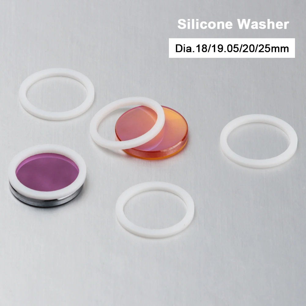 5 pezzi Rondella in silicone CO2 18 19.05 20 25mm Guarnizioni fluoroplastiche in materiale resistente al calore per lente di messa a fuoco laser CO2 PVD CVD