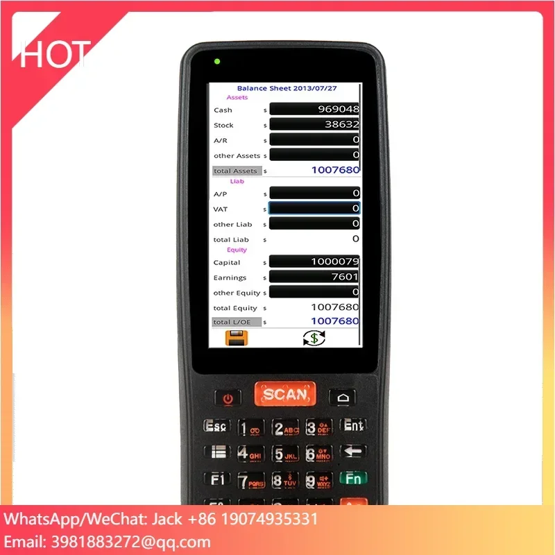 Android Handheld Mobile Phone 4G Bluetooth Wifi 1d 2d Barcode Scanner With Display