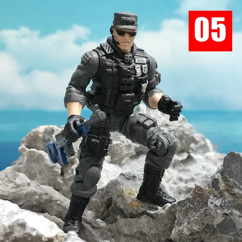 10cm Warrior Elite Force Army Police Military Snow Navy Soldier Action Figure Toy Terrorist SWAT Team Figuras for Children Gift