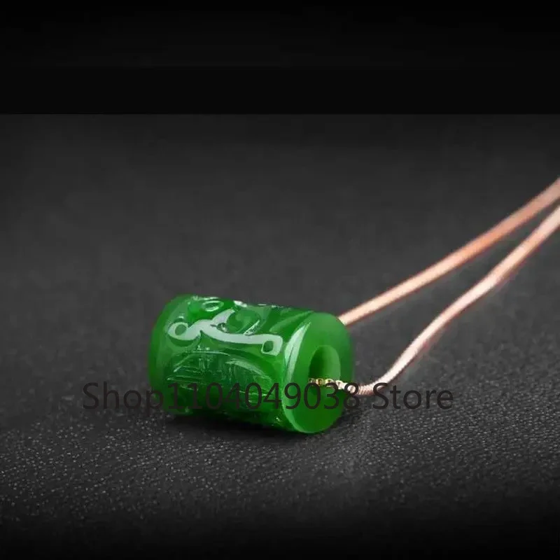 ميانمار الجاديت الأخضر اليشم قلادة المرأة شفاء الأحجار الكريمة غرامة مجوهرات حقيقية الطبيعية بورما اليشم نحت قلادة بها خرزات قلادة