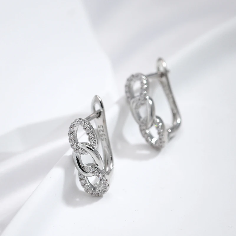 Kinel Classic 8 Shape Stud Earrings Natural Zircon Copper With Gold Silver Color Plated Korea Earrings For Women Trend Jewelry