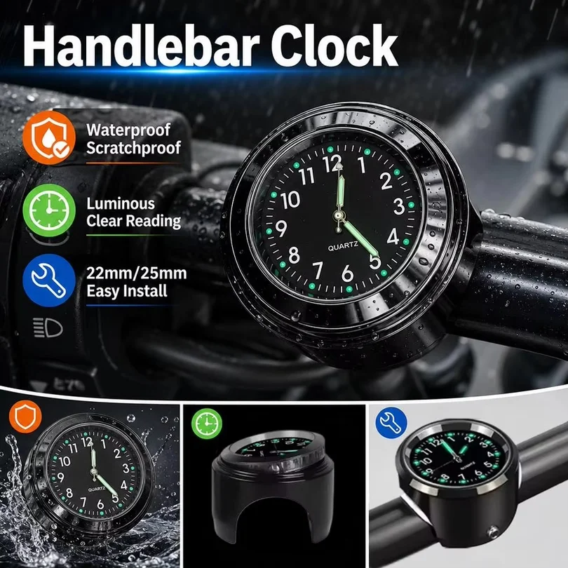 Waterproof Motorcycle Time Clock Timetable for Mountain Bike Electric Bike - Accurate Timing Schedule Organizer
