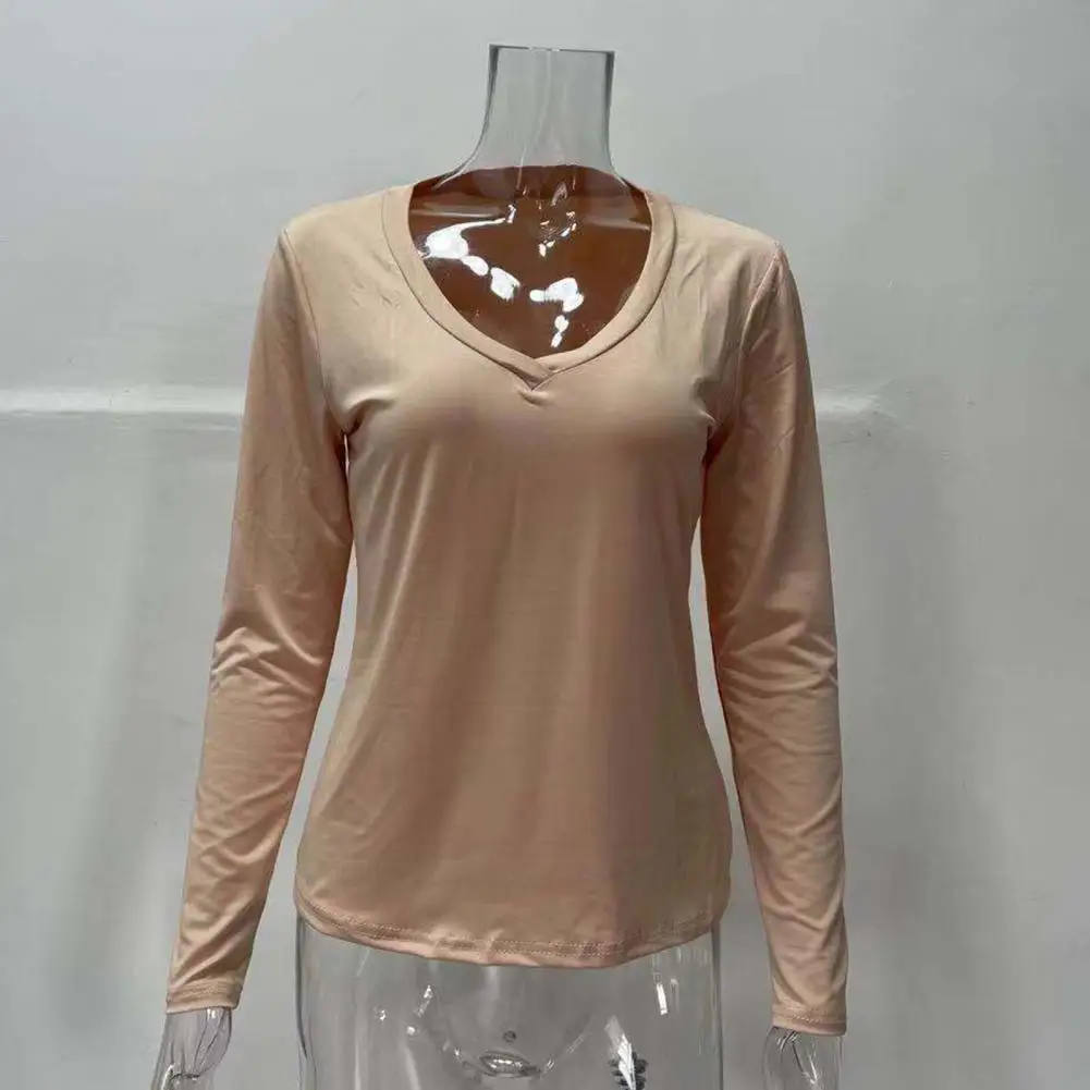 

2025 New V-Neck Long Sleeve Top Solid Color Round Neck Wool Blend Pullover Sweater Base Shirt Slim Fit Soft Stretchy Pullover