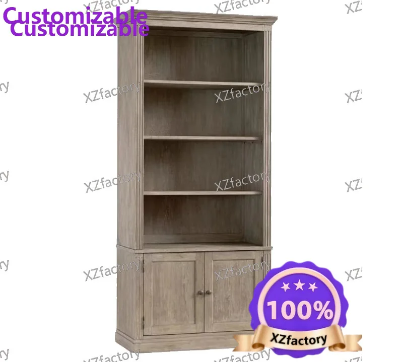 Factory Direct 2026 Top Ratedsolid wood large bookcase vintage French display cabinet home living room floor-to-ceiling furnitur