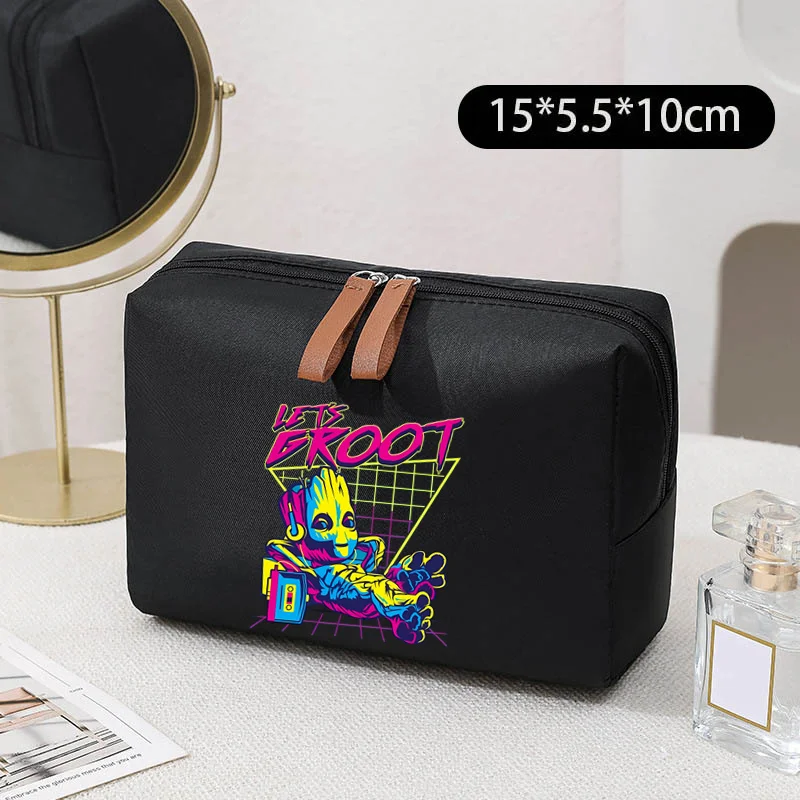 Cartoon Groot Portable Storage Bag Toiletries Women\'s Organizer Cosmetic Bags Cute Washing Makeup Bag  Pouch Ladies Handbags