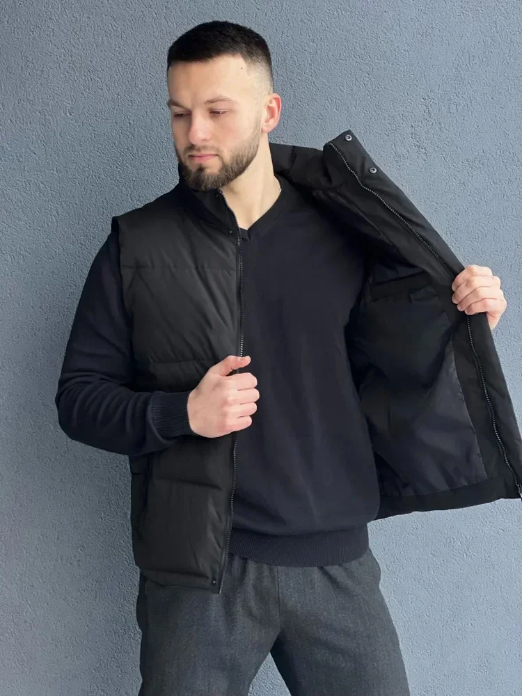Жилет Утепленный Winter Brand Warm Vest Men's Casual Outwear Vests Windproof Waistcoat Outfits Sleeveless Thick Jacket Vest Male