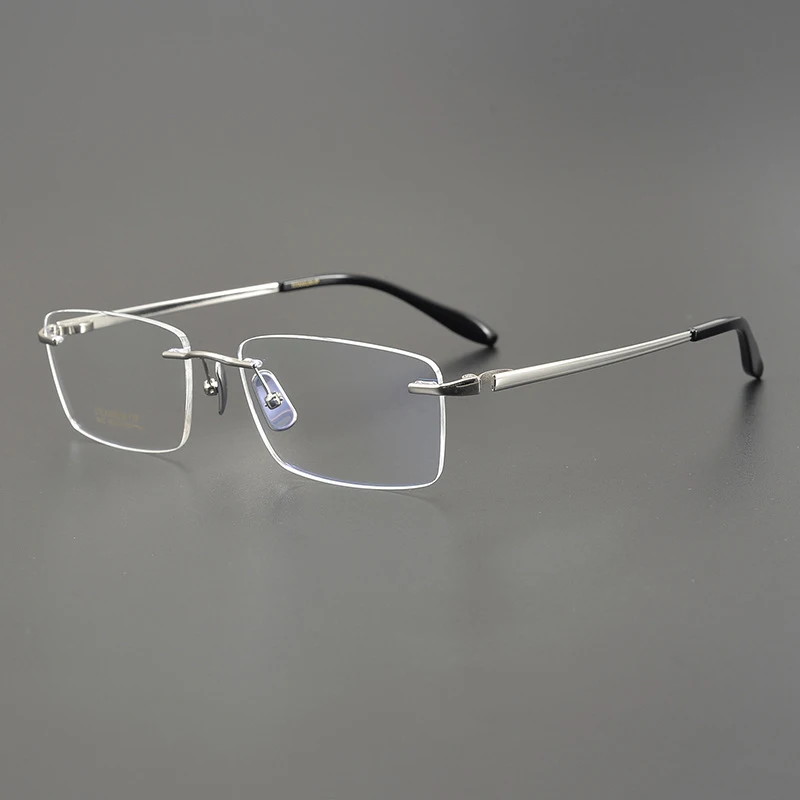 

Оправы для очков из чистого титана без оправы для мужчин, ультралегкие деловые оправы с эластичными дужками, квадратные оптические оправы