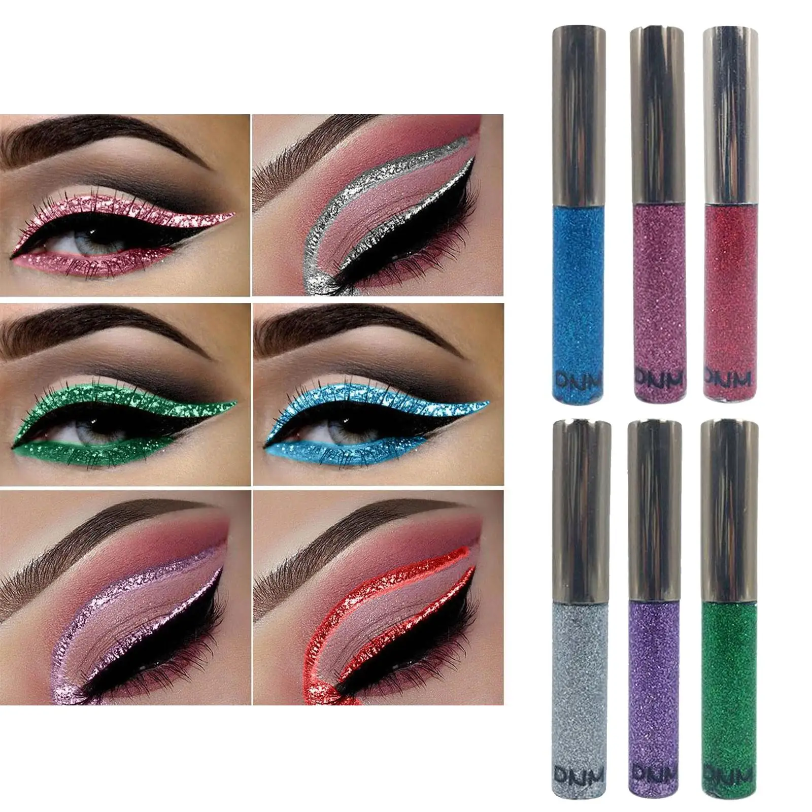 キラキラリキッドアイライナー、シャマー、メタリック、アイシャドウ、1パック、2-4パック