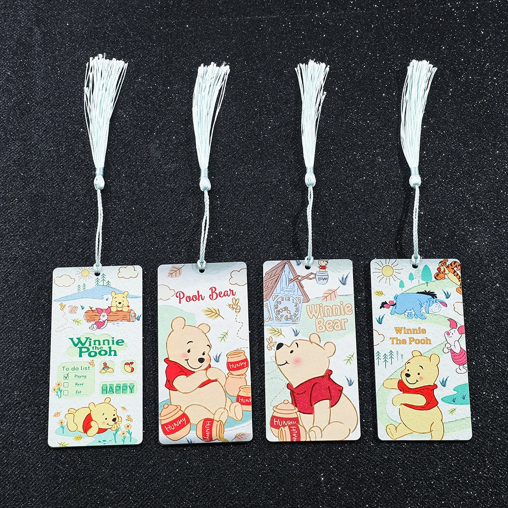 Disney Cute Winnie The Pooh Bear Acrylic Bookmarks for Cartoon Fans Lovely Pooh Bear with His Friends 2 Sides Book Mark Gifts