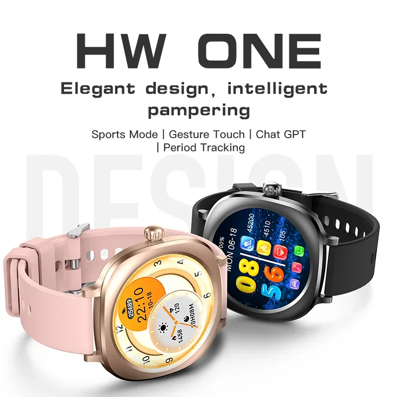 YTOM 2025 HW ONE 1.28 بوصة ساعة ذكية ساعة ذكية مستديرة للرجال والنساء ساعة لطيفة مع 2 حزام ساعة شعبية مع CHAT GPT
