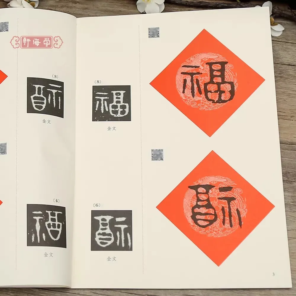 Chinese Calligraphy Tutorial Book, Five Styles 100 Fu Characters from Famous Steles Step by Step Guide for Beginners