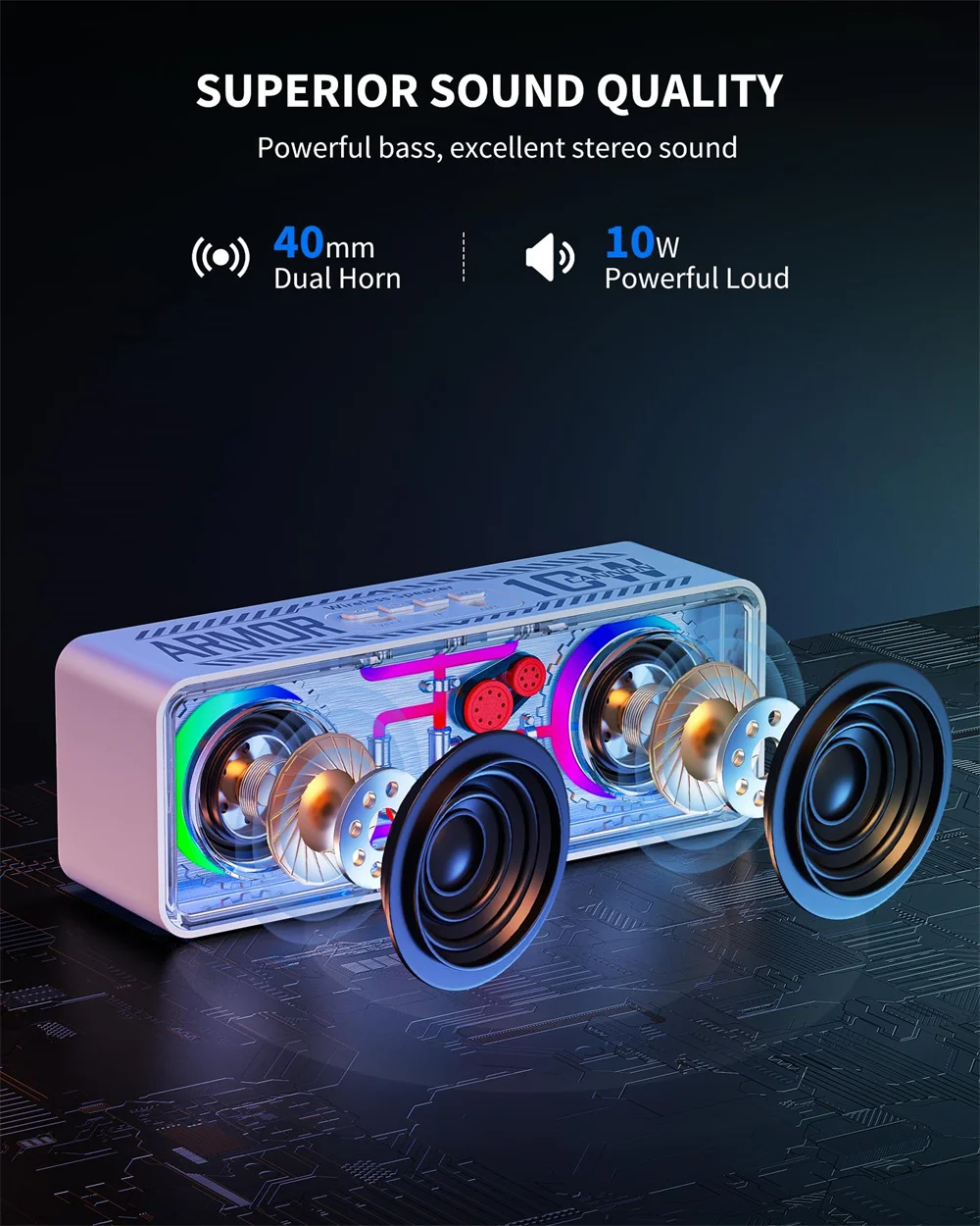 مكبر صوت محمول بلوتوث ، طاقة عالية ، ضوء ملون RGB ، مكبر صوت BT5.3 ، ستيريو محيطي ، في الهواء الطلق TWS FM Boombox