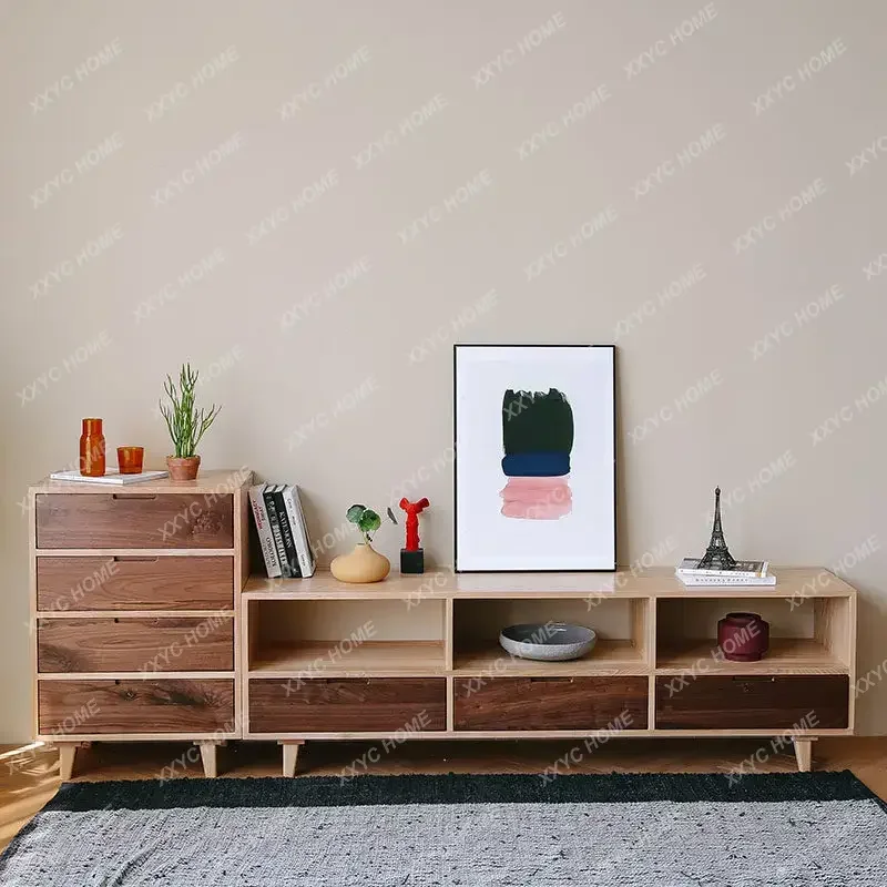 

JYAX65 Solid Wood TV Cabinet Simple Living Room Small Apartment Audio-visual Cabinet Storage Cabinet Storage Entran