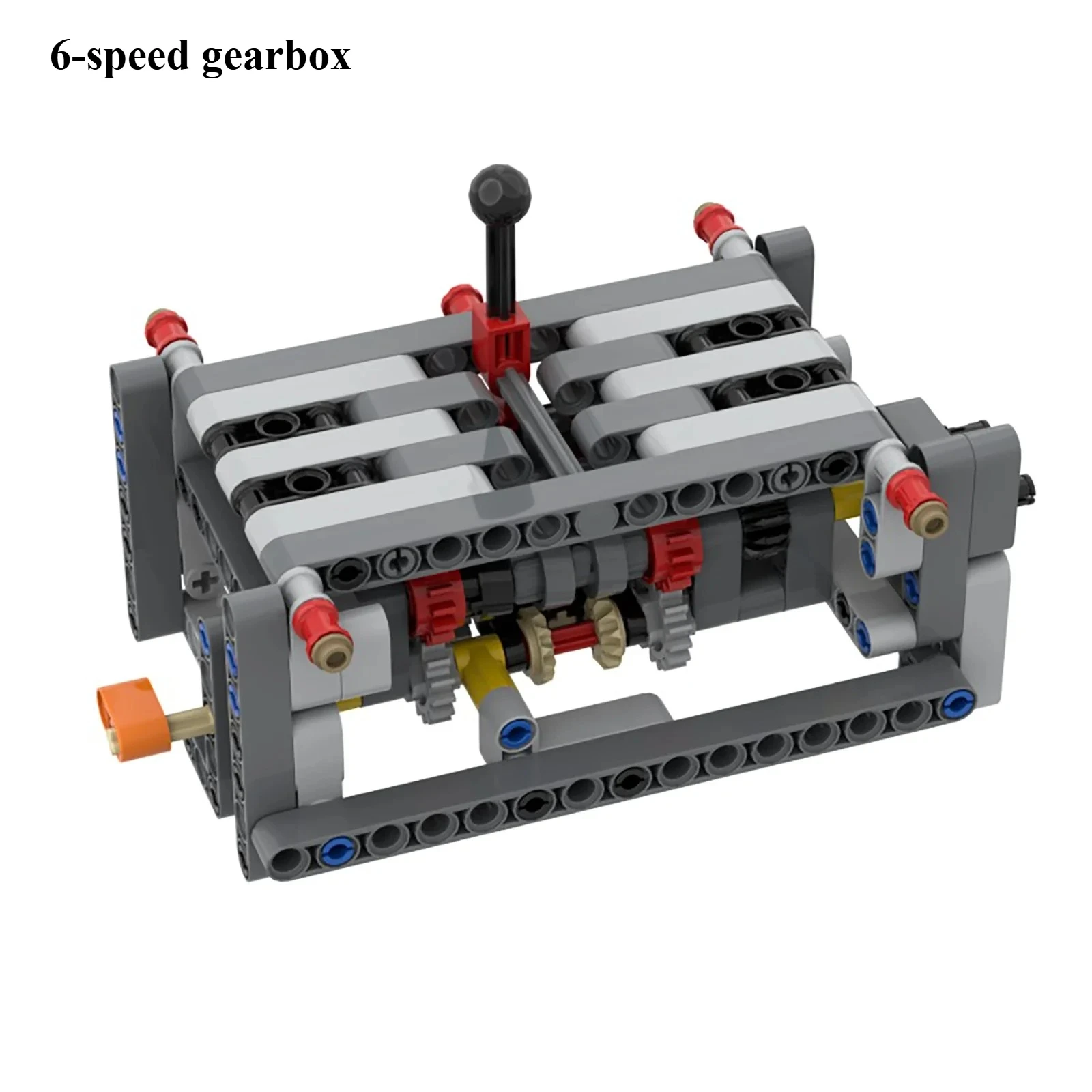 MOC 6-Gang-Getriebe Differentialgetriebe Technik Bausteine Teile Getriebebaugruppe Kompatibel mit Motor DIY Bausteine Spielzeug