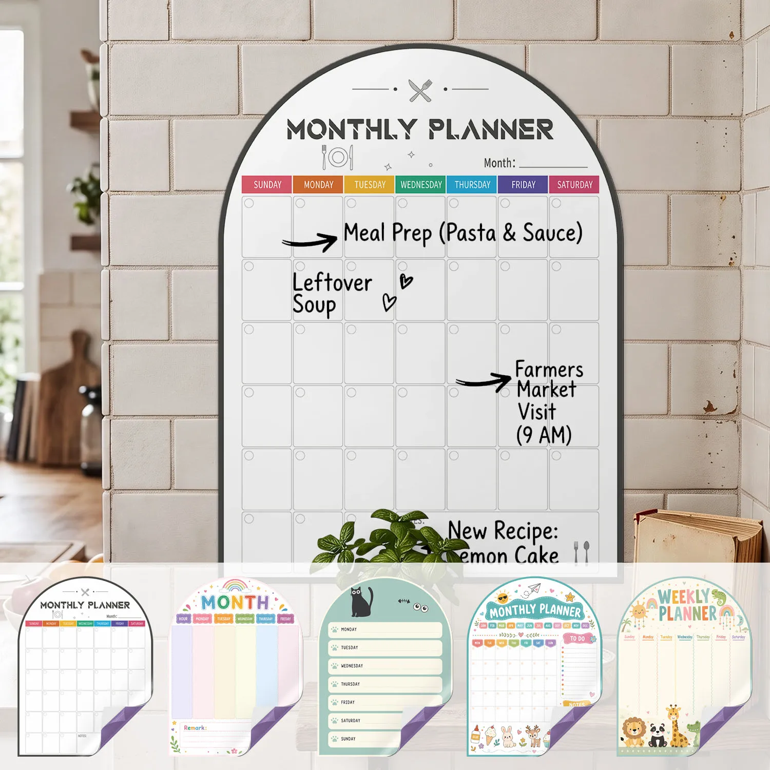 Self‑Adhesive Dry Erase Weekly Plan Board Sticker 30x40cm Reusable Writing Board for Wall Fridge Metal Wood Tile Surfaces