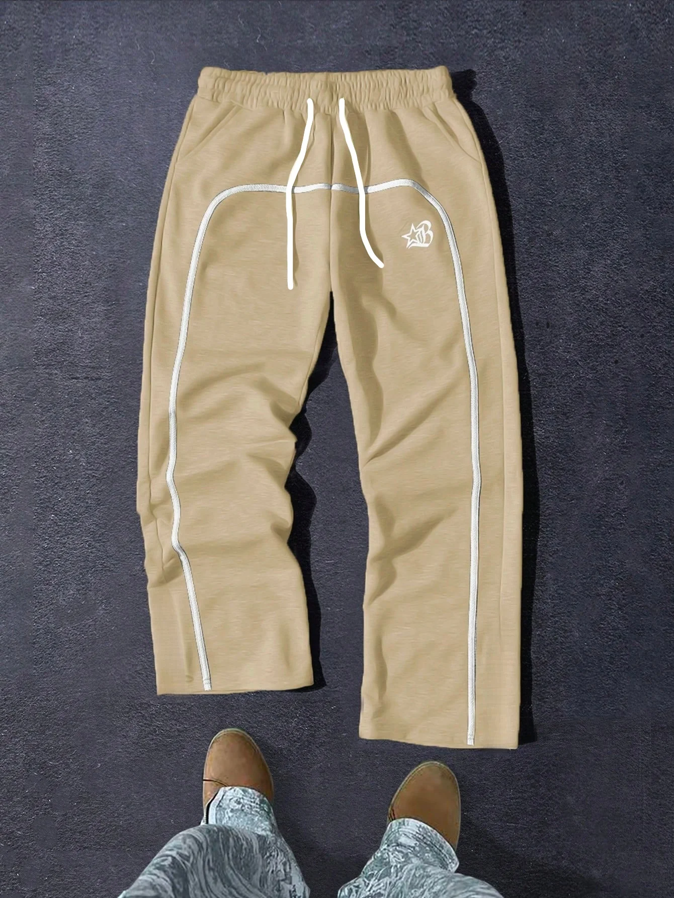 Y2K Quick Dry Side Stripe Straight Sweatpants, Star B Logo Print Casual Track Pants Boys Sports Outdoor Jogger Trousers Kids