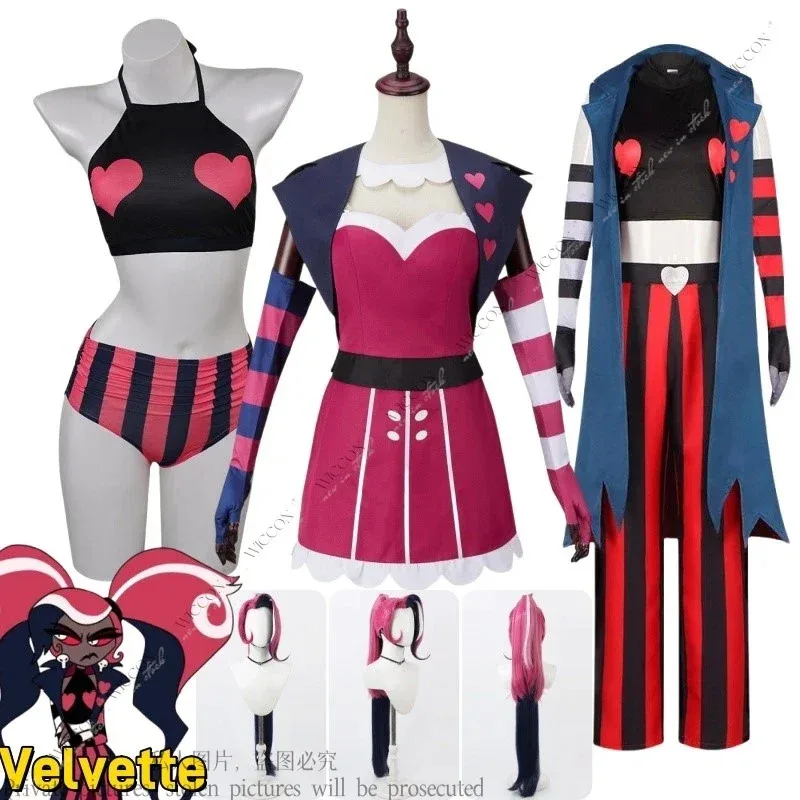 Velvette Hazbin Anime Cos Hotel Demon Lord Swimwear Bikini Cosplay Costume Pants Skirt Daily Outfit Role Play Halloween Party