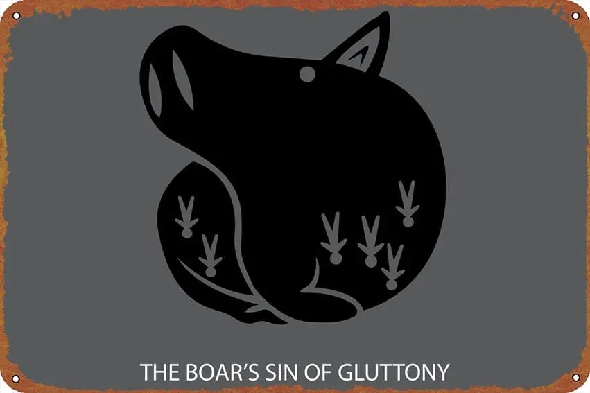 The Boars Sin of Gluttony Animation Posters Vintage Tin Sign Unique Metal Wall Decor for Home, Bar, Diner, Pub, ,Fu-aluminum