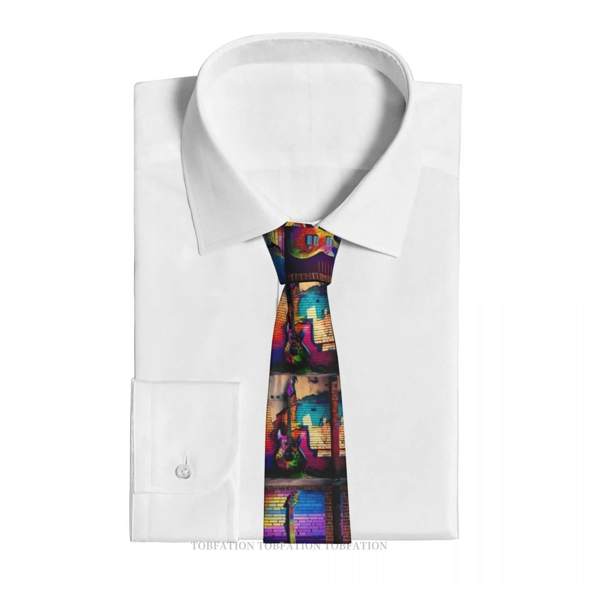 Music Guitar Psychedelic Urban Men Ties 3D Printed Hip-Hop Street Business Wedding Party Shirt Accessories