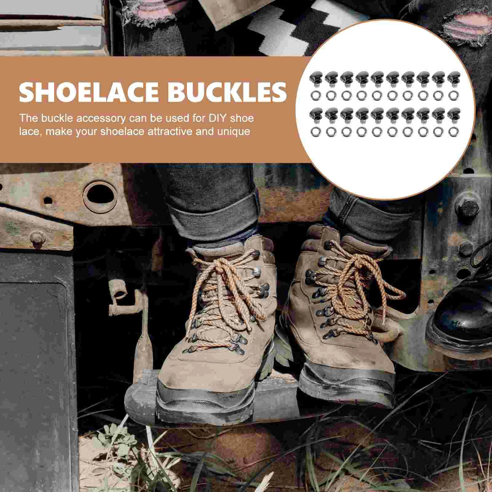 20 Pcs Boot Hooks with Rivets Decorative Accessories DIY Boots Shoelace Decorate Brass Travel Rack