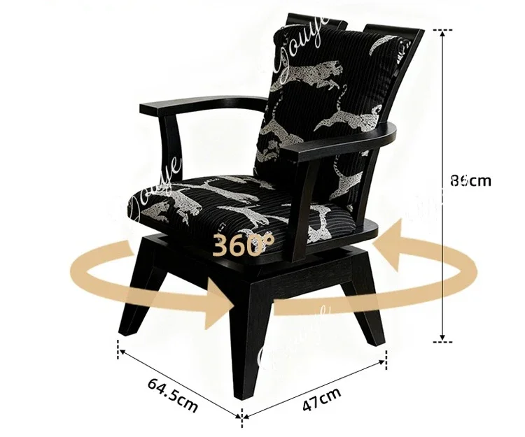 J B & B Rotating Leisure Chair Designer Dining Book Chair Medieval Retro Style Solid Wood Sofa Chair