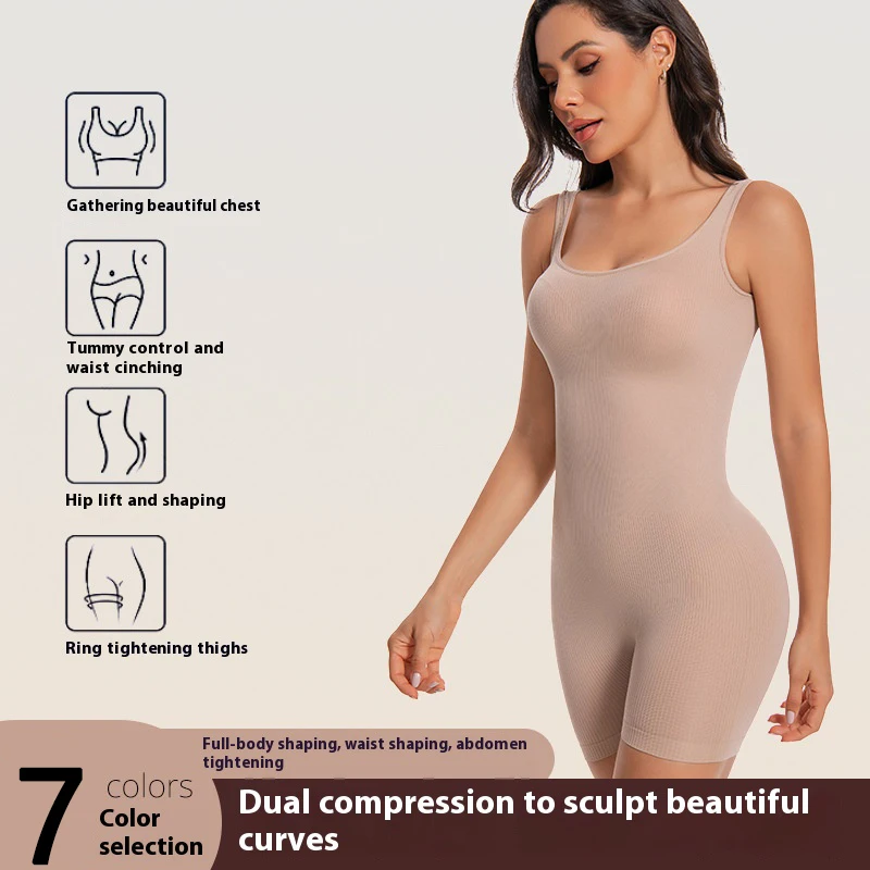 

Cross Border European American One-piece Yoga Suit Fitness Thread Seamless Sports Yoga Jumpsuit Shapewear Belly Hugging Hot Item