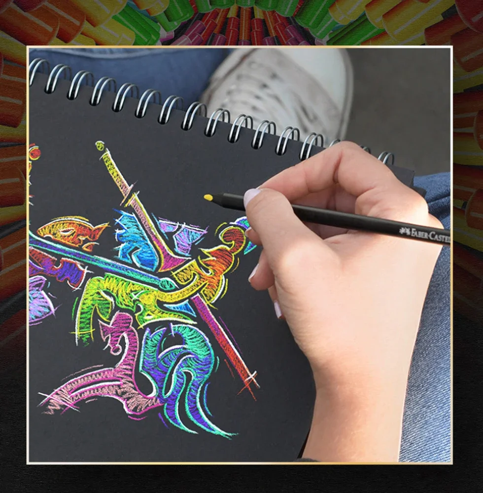 Faber Castell 24/48/72 Farben Black Edition dreieckige Ebenholz-Ölstifte, für Mal- und Zeichensets, Premium-Kunstbedarf – Detail 5