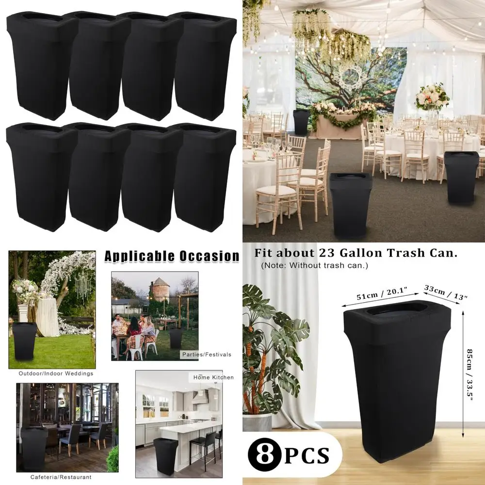 

Rectangular Outdoor Waste Container Covers, 8-Pack Spandex Trash Can Liners, 23 Gallon Fitted Garbage Can Covers for Outdoor Use