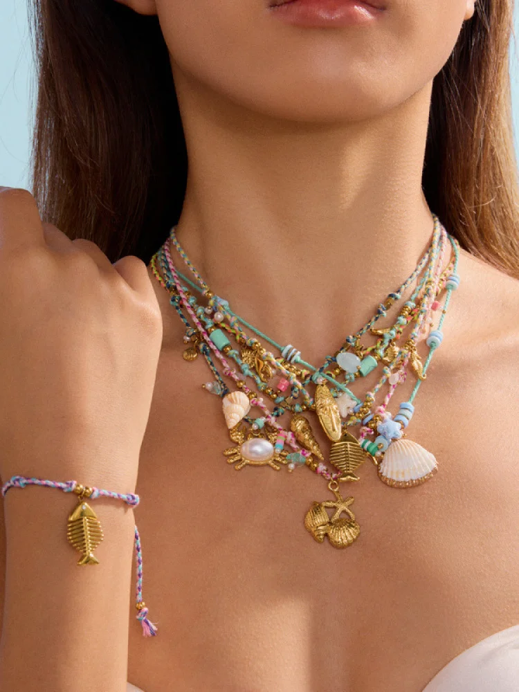 

DIY титановая стальная подвеска, веревка, ожерелье, женская модница, многослойная цепочка на ключицу, ювелирные изделия, трансграничный аккор, сладкий ритм