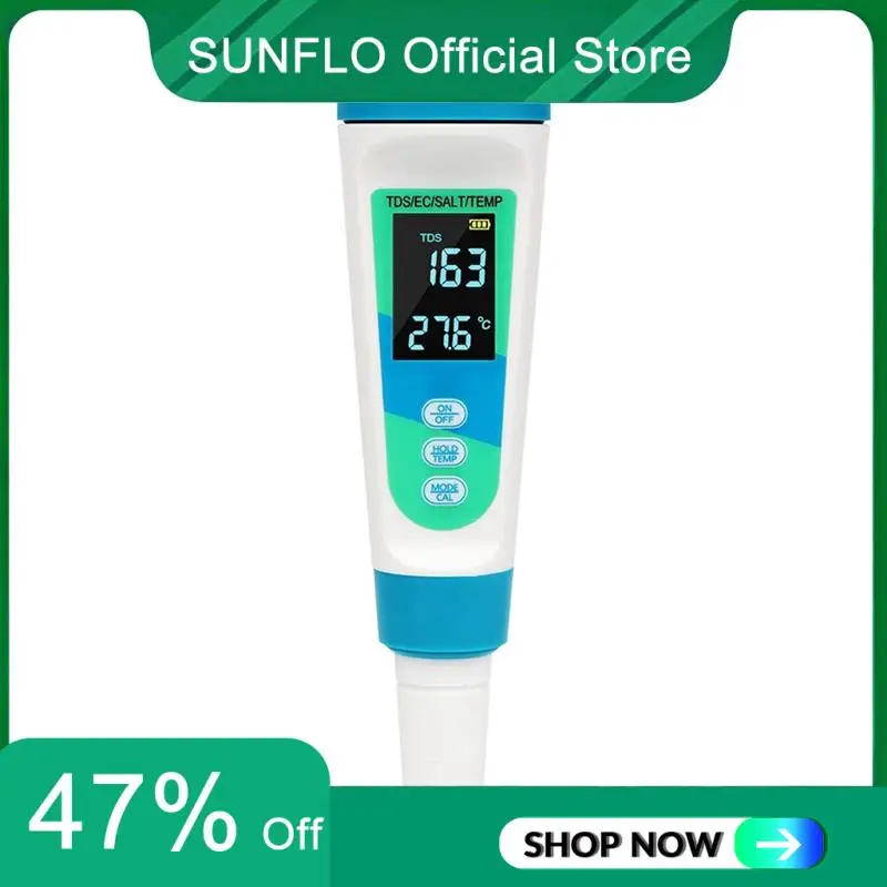 

4-In-1 Digital Salinity Meter TDS/EC/SALT/TEMP Precision Detector Water Conductivity Tester Pool Water Salinometer