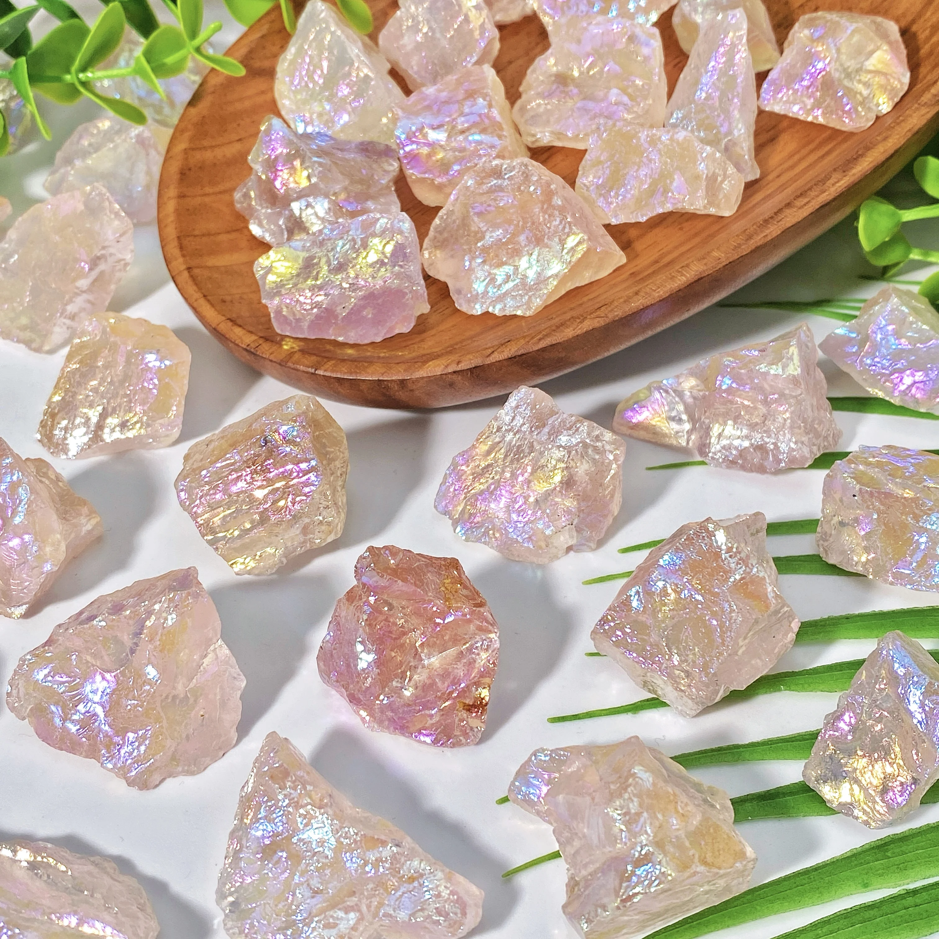 1PC High Quality Random Aura Rose Quartz Raw Stone Natural Crystal Raw Stone,Gemstone Jewelry,Glitter,  Birthday gift.Women gift