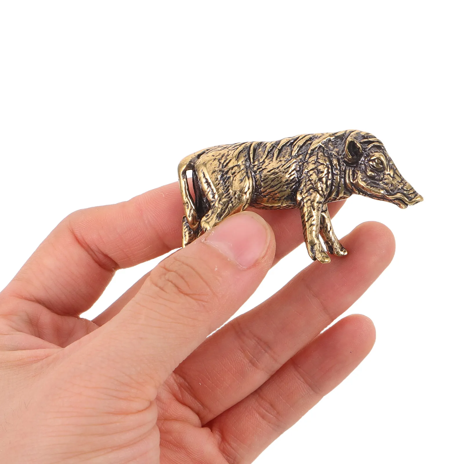 Brass Wild Boar Sculpture Realistic Farmhouse Table Ornament Rustic Animal Centerpiece Desk Paperweight Tearoom Decor Chinese